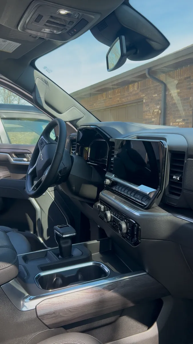 Chevy Silverado console and dash after detailing